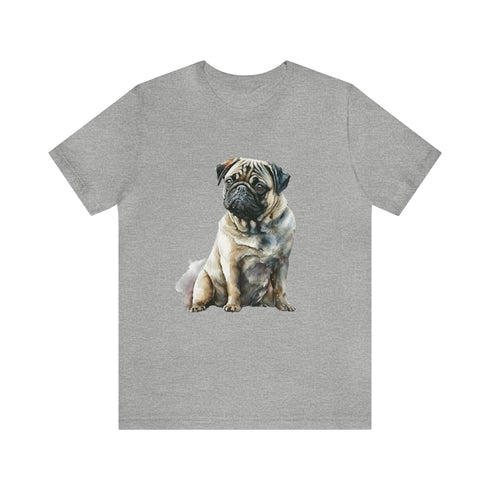 Loving Pug in Watercolor - Short Sleeve Tee Athletic Heather